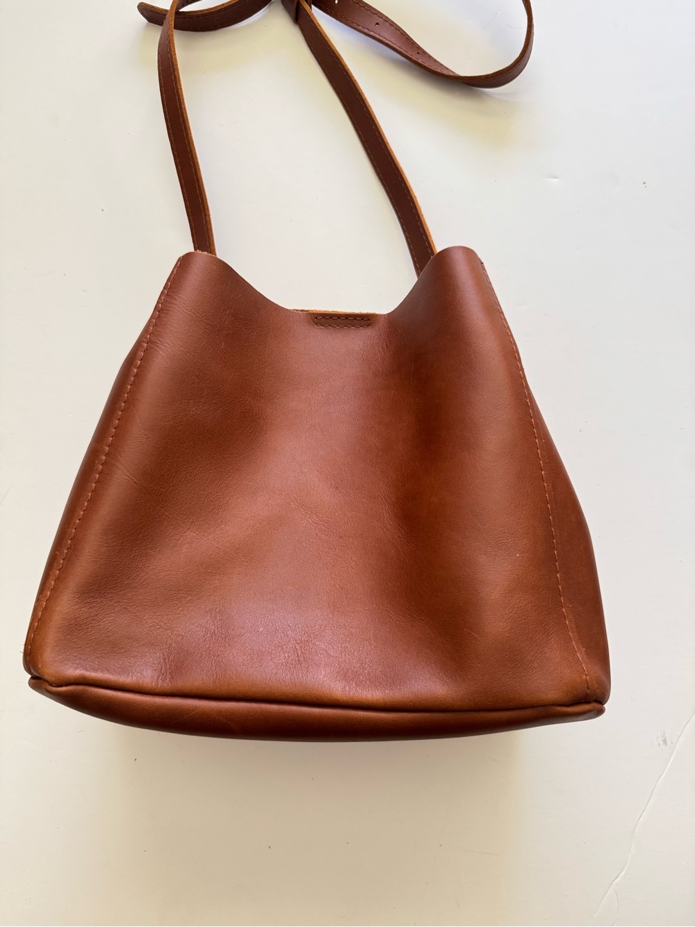 Portland Leather Honey Butterfly Bucket Crossbody Bag - Picture 7 of 11